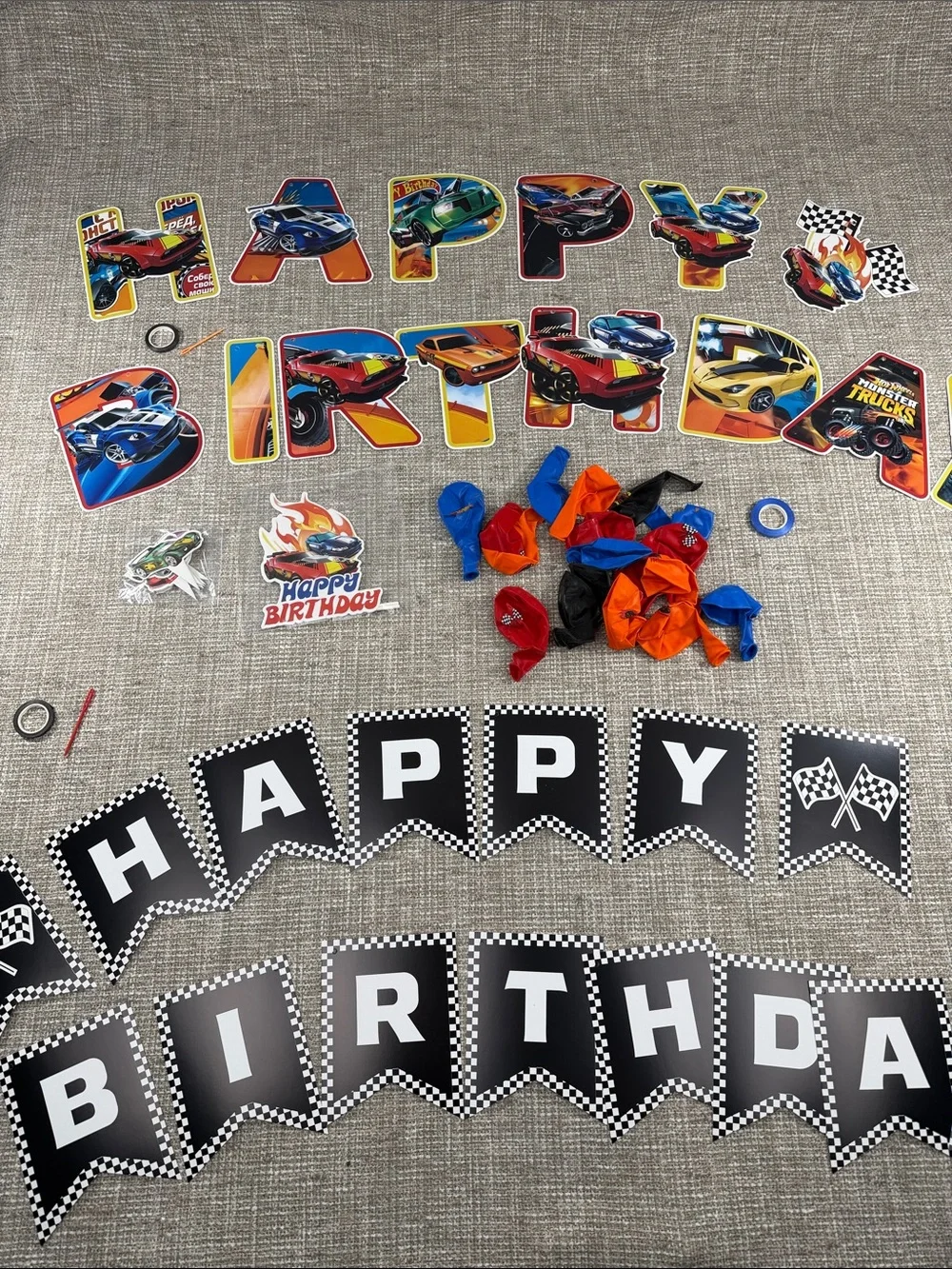 Happy Birthday Racing Banner Party Kit - Multicolor hot wheels